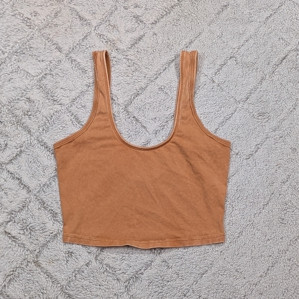 Free People Top Womens XS Orange Copper Hot Shot Cami Tank Crop Movement